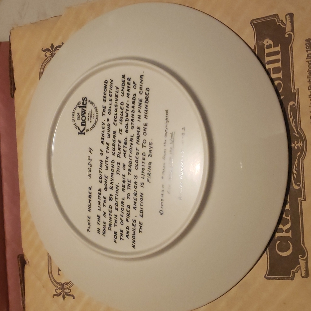 ASHLEY GONE WITH THE WIND COLLECTOR PLATE - Picture 5 of 6